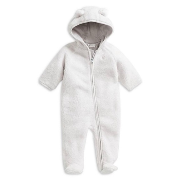NWOT Ralph Lauren Baby Bear Ear Teddy Fleece Bunting